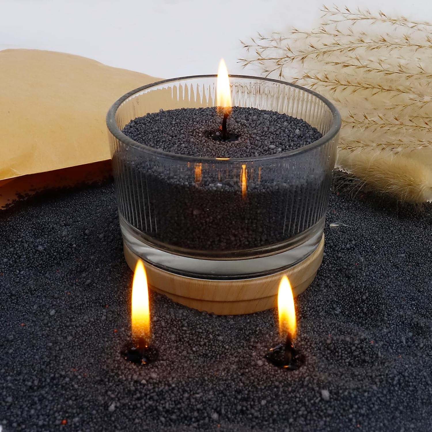 Candle Making Ingredients - Black Candle Sand with Wick, 200g