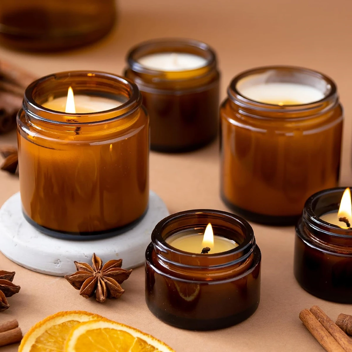 Glass Candle Jars, 4oz Amber R - огляд і ціна Candle Making Glass Jars