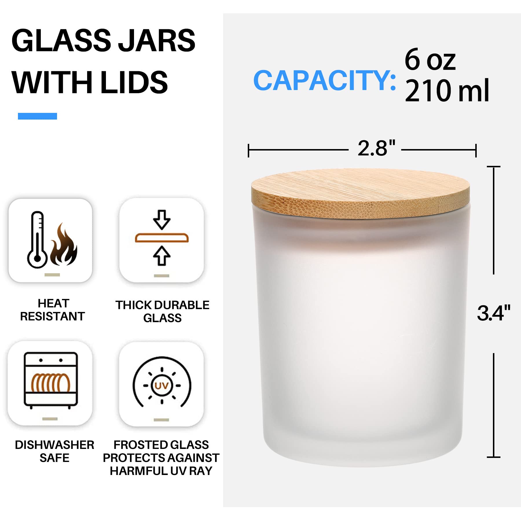 6-Pack 6OZ Frosted Amber Glass - огляд і ціна Candle Making Glass Jars